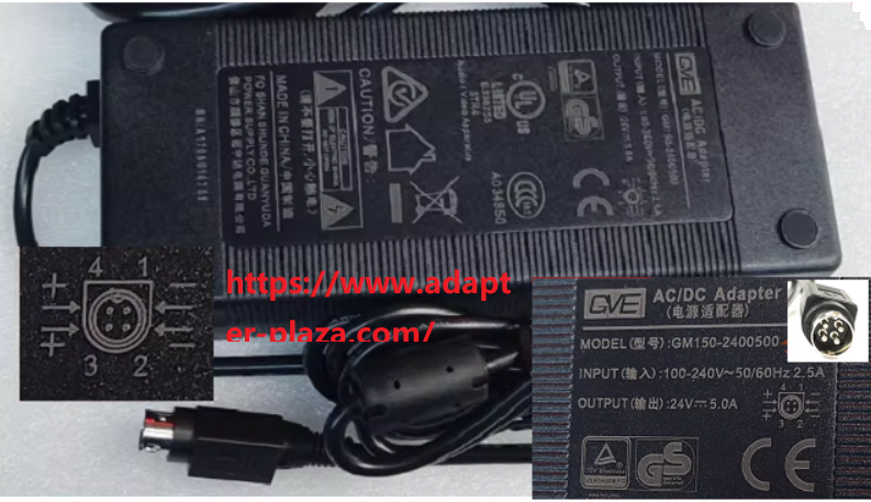 *Brand NEW*Original GVE GM150-2400500 24V 5A 4pin AC Adapter Power Supply